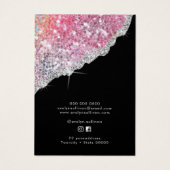 Faux roze lichtgevende glitterkaart visitekaartje (Achterkant)
