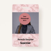 Faux Roze Marmer ID Badge (Voorkant)