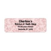Faux roze marmer retour adres label (Voorkant)