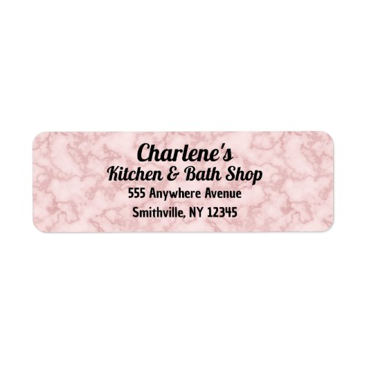 Faux roze marmer retour adres label (Voorkant)
