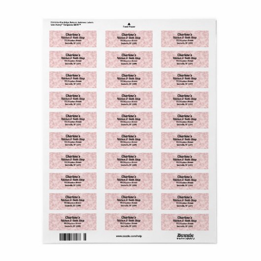 Faux roze marmer retour adres label (Full Sheet)