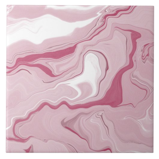 Faux Roze Marmer Textured Keramische Tegel Tegeltje (Voorkant)