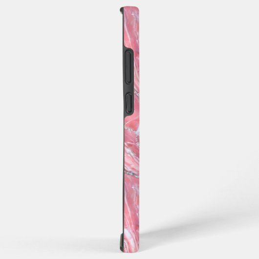 Faux roze marmeren textuur met zilveren glitter samsung galaxy hoesje (Rechterkant)