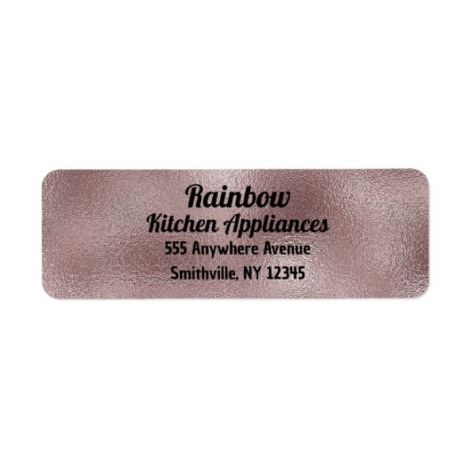 Faux roze metallic retour adreslabel etiket (Voorkant)