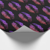 Faux roze Paarse glitter look lippenpatroon Cadeaupapier (Hoek)