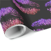 Faux roze Paarse glitter look lippenpatroon Cadeaupapier (Rol Hoek)