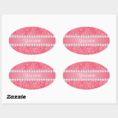 Faux roze pailletten en diamanten ovale sticker (Vel)