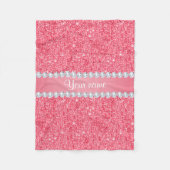 Faux Roze Sequins en Diamonds Fleece Deken (Voorkant)