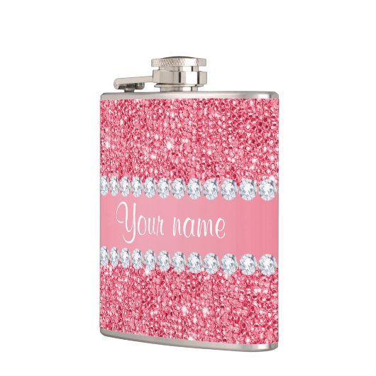 Faux Roze Sequins en Diamonds Heupfles (Links)