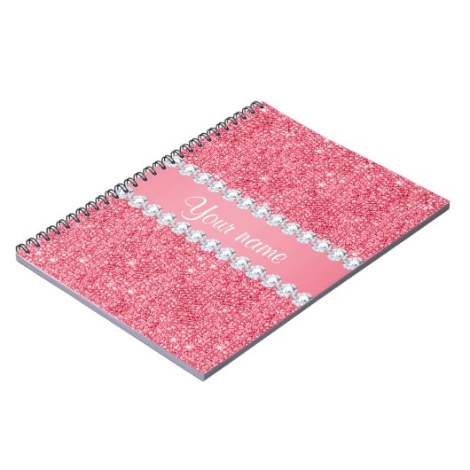 Faux Roze Sequins en Diamonds Notitieboek (Linkerzijde)