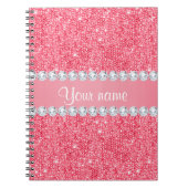 Faux Roze Sequins en Diamonds Notitieboek (Voorkant)