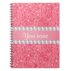 Faux Roze Sequins en Diamonds Notitieboek