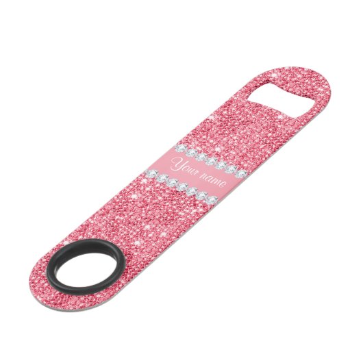Faux Roze Sequins en Diamonds Speed Flessenopener (Achterkant Gekanteld)