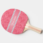Faux Roze Sequins en Diamonds Tafeltennisbatje (Zijkant)