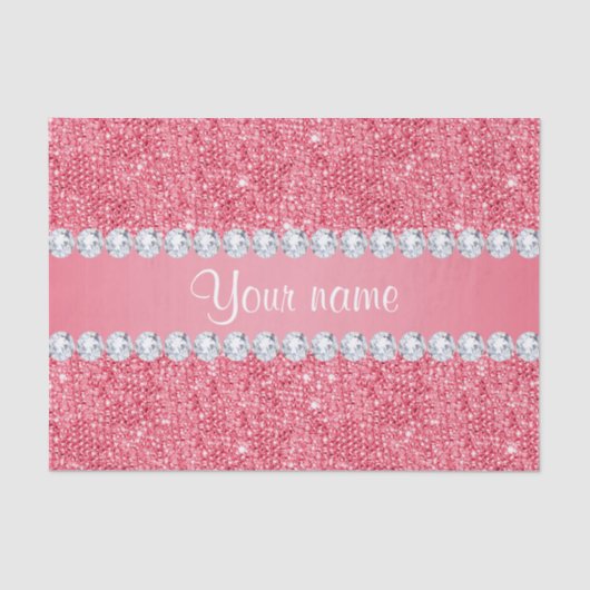 Faux Roze Sequins en Diamonds Tissuepapier (Voorkant)