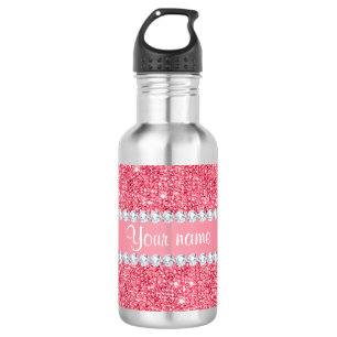Faux Roze Sequins en Diamonds Waterfles