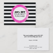 Faux Roze Sequins Striped Beauty Salon Coupon (Voorkant / Achterkant)