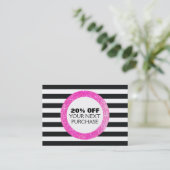 Faux Roze Sequins Striped Beauty Salon Coupon (Staand voorkant)
