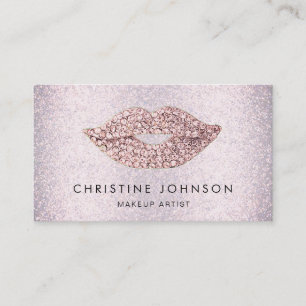 Faux roze strass en glitter make-up artist visitekaartje
