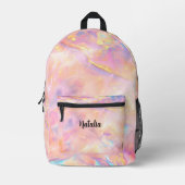 Faux Roze Vuur Opaal Textuur Meisjes Bedrukte Rugzak (Voorkant)