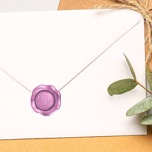 Faux Roze Wax Initialen Monogram Ronde Sticker