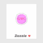 Faux Roze Wax Seal Monogram Aangepast Sticker (Vel)