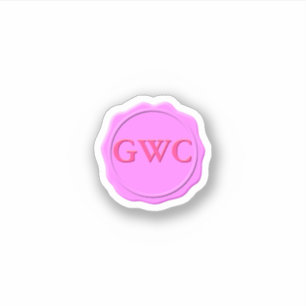 Faux Roze Wax Seal Monogram Aangepast Sticker