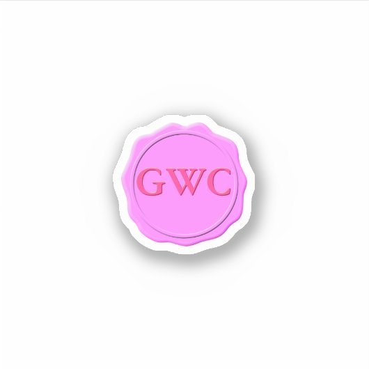 Faux Roze Wax Seal Monogram Aangepast Sticker (Voorkant)