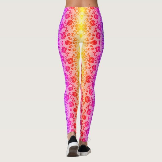 Faux Rozen Lace Fishnet Colorful Leggings (Achterkant)