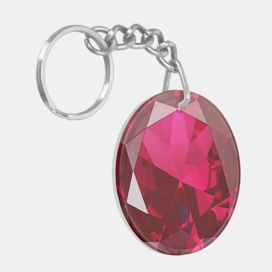 faux ruby diamond print acrylische sleutelhanger (Voorkant Links)