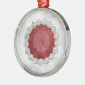 Faux Ruby & Diamonds Silver Bokeh Metalen Ornament (Links)