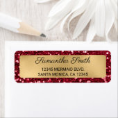 Faux Ruby Red Glitter en Gold Foil Label (Insitu)