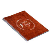 Faux Rust Brown Leather Moderne Business Logo Notitieboek (Rechterzijde)