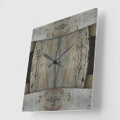 Faux Rusted Metal and Barn Wood Wall Clock Vierkante Klok (Hoek)