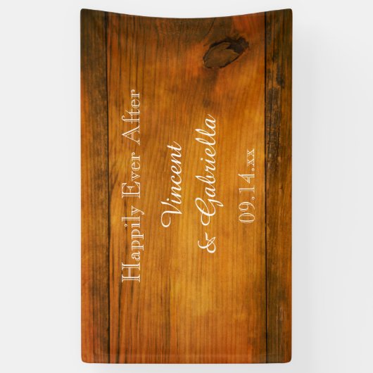 Faux Rustic Barn Wood Country Weddenschap Spandoek (Verticaal)