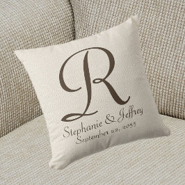 Faux Rustic Burlap Monogram en Names Pillow Kussen