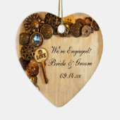 Faux Rustic Buttonnen Verloving Keramisch Ornament (Rechts)