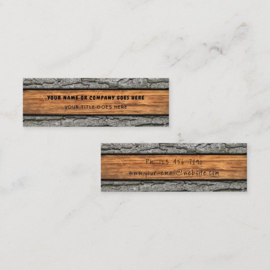 Faux Rustic Dry Wood Grain Boom Bark Mini Visitekaartje (Voorkant / Achterkant)