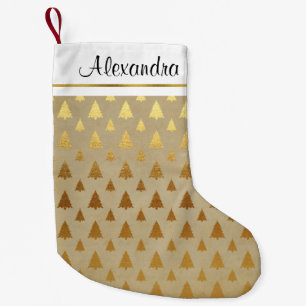 Faux Rustic Gold Foil kerstboommonogram Kleine Kerstsok