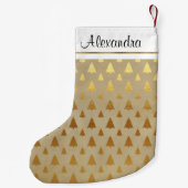 Faux Rustic Gold Folie Kerstboom Monogram Kleine Kerstsok (Achterkant)