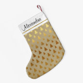 Faux Rustic Gold Folie Kerstboom Monogram Kleine Kerstsok (Achterkant (Hangend))