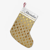 Faux Rustic Gold Folie Kerstboom Monogram Kleine Kerstsok (Voorkant (Hangend))