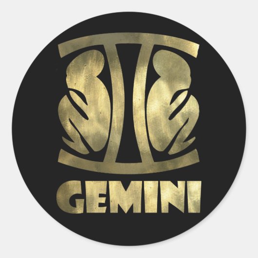 Faux Rustic Gold Gemini Twins Ronde Sticker (Voorkant)