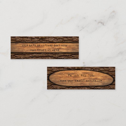 Faux Rustic Piece of Wood Grain Tree Bark Mini Visitekaartje (Voorkant / Achterkant)