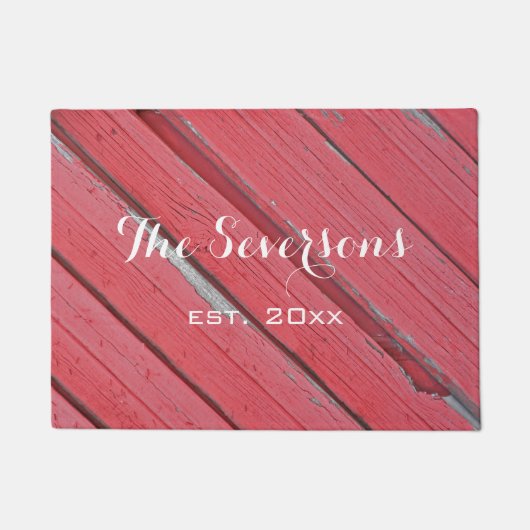 Faux Rustic Red Barn Wood Deurmat (Voorkant)