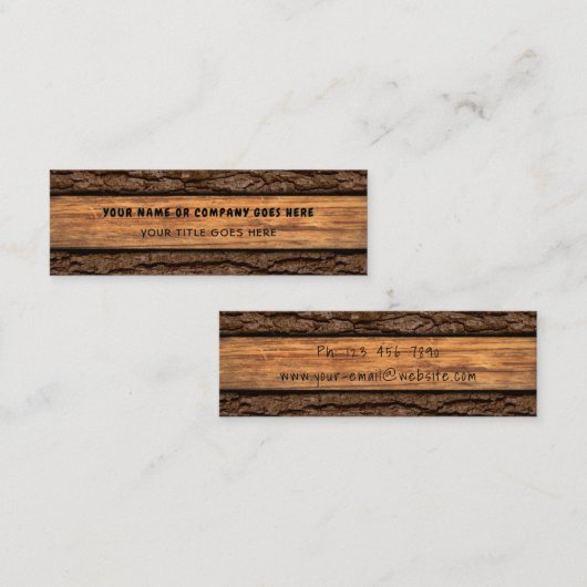 Faux Rustic Stuk Hout Grain Tree Bark Mini Visitekaartje (Voorkant / Achterkant)