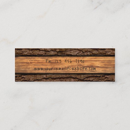 Faux Rustic Stuk Hout Grain Tree Bark Mini Visitekaartje (Achterkant)