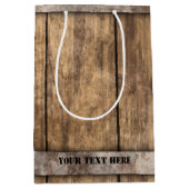 Faux Rustic Weathered Wood Boards Medium Cadeauzakje (Voorkant)