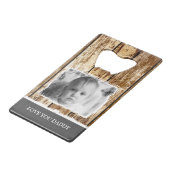 Faux rustic wethered wood 1 foto papa grijs creditkaart flessenopener (Achterkant Gekanteld)