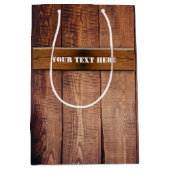 Faux Rustic Wood Boards Medium Cadeauzakje (Voorkant)